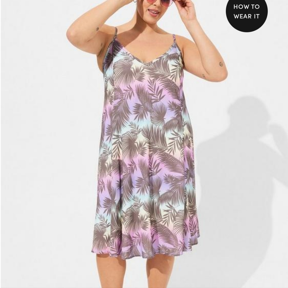Midi Rayon Vneck Beach Dress